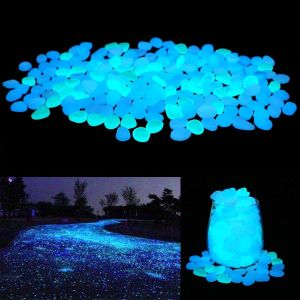 300Pcs the Garden of Light on the Dark Pebbles for Yard Rock and Manwalk Decoration Fairy Tale Garden DIY Decorative Luminous Stone
