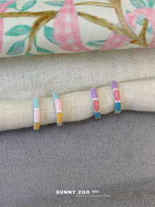 SunnyZoo Dopa Color Collision Oil Drop Ear Cuffs Sweet Korean Style Geometric Pattern Womens Fashion Jewelry Earrings