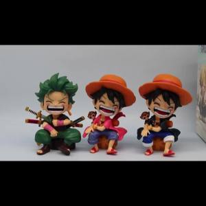 Bandai | Hot sale One Piece Handheld Luffy Solon Sitting Q-Version Trendy Play Cartoon Anime Desktop Car Ornament Peripheral Gifts