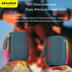 Awei Y525 RGB Bluetooth 5.3 Speaker Portable TWS HiFi Wireless Speaker USB Outdoor Mini Loudspeaker Music Light Playback