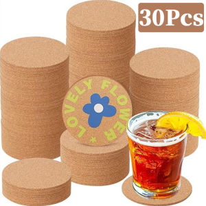 30/20 ชิ้น ที่รองแก้วไม้ก๊อกทรงกลม / แผ่นรองแก้วกันลื่นแบบทนทาน / ที่วางแก้วชากาแฟ / ของตกแต่งโต๊ะอาหาร DIY