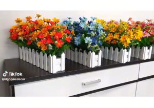 Hoa Lụa Giỏ Hoa Hàng Rào Dài 50cm Cắm Sẵn Nhiều Mẫu Hoa Trang Trí Nhà Cửa  DGH-476