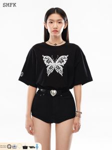 SMFK | Butterfly Print Classic Loose Cotton T-shirt
