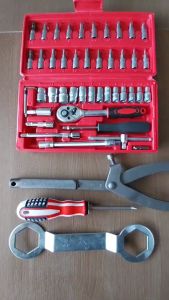 PAKET Treker CVT Motor Matic Kunci 39 41 + Kunci Sok Set 46 Pcs | Untuk Semua Motor Matic PAKET MURAH +Treker CVT + Kunci 39x41 Kunci Shok Full Lengkap Auto Repair Kit Socket Wrench Aluminium Steel 1/4" Obeng Bolak-Balik Magnet