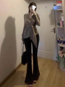 กางเกงยีนส์ทรงตรงเอวสูง ทรงหลวม ทรงเข้ารูป ทรงขากระบอกเล็ก ทรงยาว สำหรับผู้หญิง ฤดูใบไม้ร่วง/ฤดูหนาว กางเกงขายาว