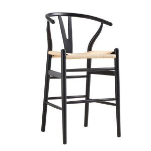 Nordic Style Solid Wood Bar Stool High Back Chair Wicker Weaving Coffee Bar Restaurant Casual Simple Design Home Furniture