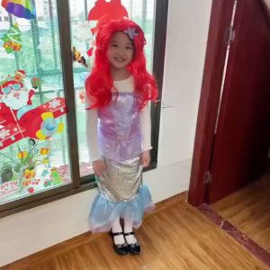 Little Mermaid Ariel Red Wig / children coin HandBag Princess Necklace Set Birthday Mermaid Accessories