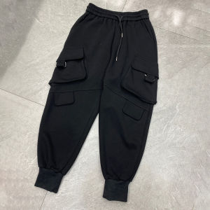 Thickened Fleece Womens Casual Pants Harlan Style Warm Comfortable High Waist Long Trousers Korean Version Pocket Design