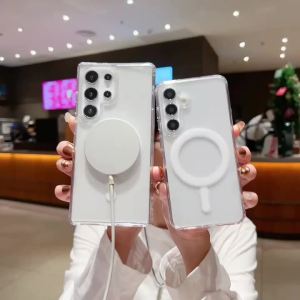 szhaiyu | For Samsung Galaxy S26 S25 S24 S23 Ultra S22 Plus S21 FE A15 A35 A55 Clear Magnetic Acrylic Phone Case Slim Shockproof Cover