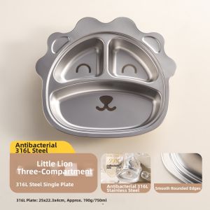 onlycook | Antibacterial 316L Stainless Steel Baby Feeding Plate