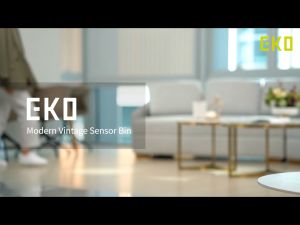 EKO Vintage Automatic Trash Bin12L 20L Motion Sensor Livingroom Rubbish Can with Lid Soft Square Wastebasket Touchless Garbage Dustbin Vanilla Stainless Tong Sampah