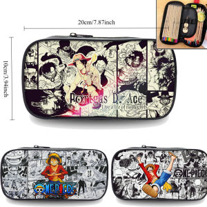 Bandai | Cartoon Single-layer Large Capacity Pencil Case Anime Luffy/Ace Student Pencil Size and Other Learning Stationery Storage Bags