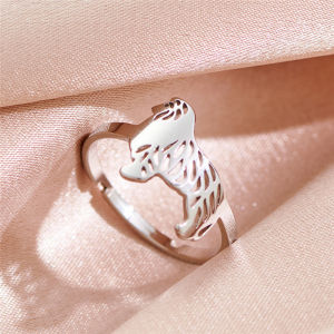 Cartoon Animal Rings Rabbit Butterfly Dog Paw Adjustable Finger Ring for Women Girls Stainless Steel Jewelry Christmas Gifts