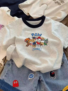 Letter Print Short Sleeve T-shirt for Boys and Girls Cotton Fashionable