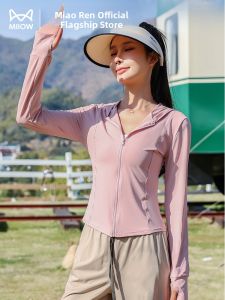 Miiow | Cat Lady Summer New Cool Sensation UPF50+ Womens Sun Protection Clothing Hooded Slim Yoga Fitness Outdoor Thin Design Nylon Material