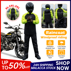 Motorcycle Raincoat Suit with Shoes Cover Waterproof Reflective Stripe Jacket Pants Raincoat Set