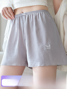 Miiow | Ice Silk Safety Pants Womens Summer Thin Loose Casual Home Sleepwear Shorts High Waist Polyester Fiber Pure Color Youth