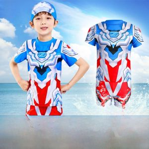 Ultraman Boys Swimming Suits Speeder Split Professional Swimsuit Quick Dry Fibre Mix Polyester Lycra Kids Swimwear