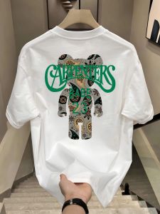 Áo Thun Cotton Tay Ngắn in Hình Gấu American High Street Dành Cho Nam Mùa Hè Dáng Rộng Cổ Tròn Tay Lửng Cho Cặp Đôi