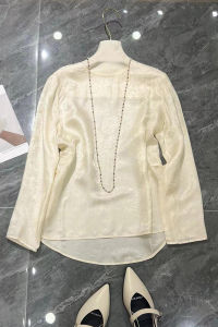New Chinese Style White round Neck Womens Shirt 2025 Early Autumn Inner Wear Base Tang Costume High End Shirt Casual Style
