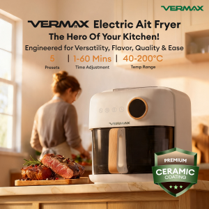VERMAX Air Fryer Touch Screen Visual Glass 4.2L Multi-Functional Oil Free and Non-Stick Auto Pause