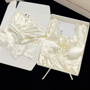 Summer Ice Silk Sleepwear Womens Short Sleeve Princess Style High Simulation Silk Student Korean Version Two-Piece Set