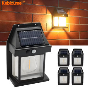 Kebidumei Outdoor Solar Wall Lamp Waterproof Tungsten Filament Lamp Induction Lamp Household Garden Wall Light Villa Lighting Night Light