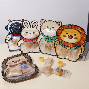 【On Sale】5Pcs Cookies Snack Storage Bags Plastic Cartoon Backpack Standing Ziplock Packaging Bag Childrens Gifts