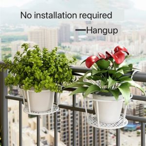Iron Art Balcony Flower Pot Hanging Baskets Balcony Plant Racks Wrought Thicken Hanging Plant Holder