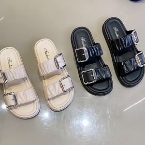 Ready Stock Square Buckle Ladies Slippers Women Sandals Selipar Perempuan 方扣女拖鞋凉鞋