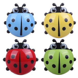 【New Arrival】 Colorful Ladybug Toothbrush Storage Rack Wall Mounted Bathroom Accessories for Kids