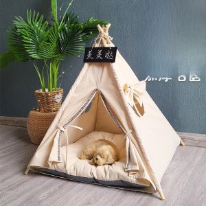 Trendy Ins Pet Tent Teddy Dog Bed Corgi Dog House Cat Nest Four Seasons Removable Washable Half-Closed for Small to Medium Dogs