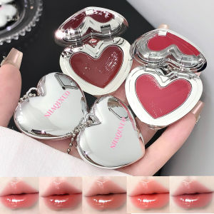 SHAQINUO Heart Shape Water Light Lip Llaze Mirror Pendant Lipstick Lip Gloss Hydrating Moisturizing Long Lasting