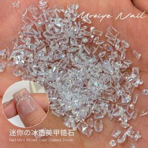 Phụ Kiện Móng Tay Mini Bằng Đá Zircon Trong Suốt Lấp Lánh Cho Phụ Nữ Làm Đẹp Có Chất Liệu Nhựa Phẳng Cỡ Nhỏ