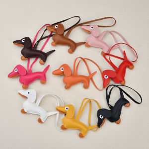 Classic Cute Leather Puppy Dog Keychain Pendant Lovely Dachshund Bag Charm Phone Pendant Trinket Key Ring Accessories