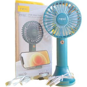 PF02 Kipas Rexi Portable Mini Fan With Phone Holder Green 3 Speed