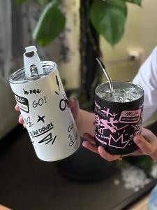 Cốc Cách Nhiệt Inox 2 Lớp Sáng Tạo Có Ống Hút