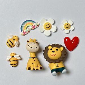 Cartoon Animal Lion Fridge Magnet Long Neck Giraffe Lion Bee Smiley Face Cute Kitchen Decorative Magnetic Stick on Patches