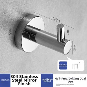 Stainless Steel Wall Hook Black Screwless