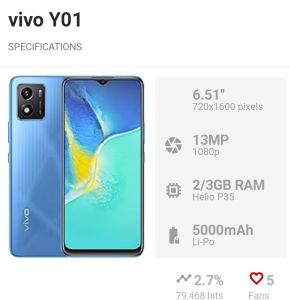 Vivo Y01 new garansi resmi
