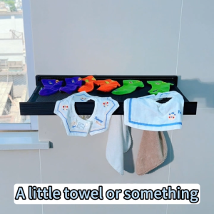 PHITO Space Aluminum Invisible Folding Drying Rack Balcony Shoe Rack Sock Hanger Telescopic No Drilling Clothes Drying Tool Clothes Drying Net Drying Shoes