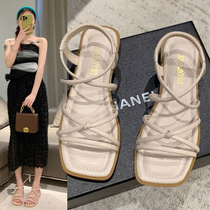 Fashionable Flat Roman Style Sandals Fairy Tale Low Heel Beach Casual Shoes PU Material Slip-On Womens Shoes Summer Season