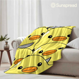 Beast Kingdom | Cute Duck With Knife Soft Warm Flannel Blanket Lightweight Cozy Christmas Halloween Home Decor Room