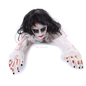 Halloween Decoration Voice Control Sensor Crawling Long Hair Female Ghost Electric Sound Light Chamber Haunted House Bar Horror Props