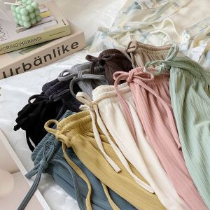 Ice Silk Wide Leg Pants Womens Summer Thin Hanging Sense Casual Pants XS Short Size Korean Style Commute High Waist Long Pants