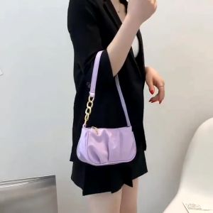 Lavender.thai ใหม่  ขนาดเล็ก สีพาลเทล กระเป๋าแฟชั่น สะพายไหล่ สายโซ่คล้อง