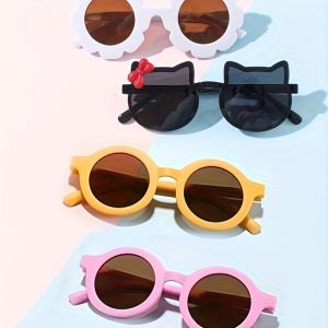 4PCS Small Round Frame Baby Sunglasses Fashion Glasses Childrens Sunglasses Retro
