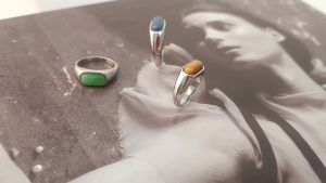 VQYSKO Natural Turquoise Ring for Women Stainless Steel Ring Party Wedding Anniversary Vintage Jewelry Gift Wholesale