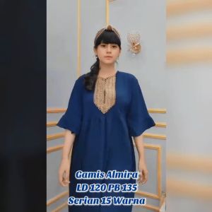 GAMIS RENDA DASTER AMEERA BUSUI FRIENDLY WANITA KEKINIAN JUMBO LD 120 PB 135 LENGAN 3/4 TEROMPET TERBARU TERLARIS