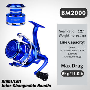 Máy Câu Cá Quay Tay Proberos BM Dòng 1000-6000 Hệ Thống Chống Đảo Chiều Điều Chỉnh Lực Kéo Phía Trước Dùng Cho Nước Ngọt Và Nước Mặn